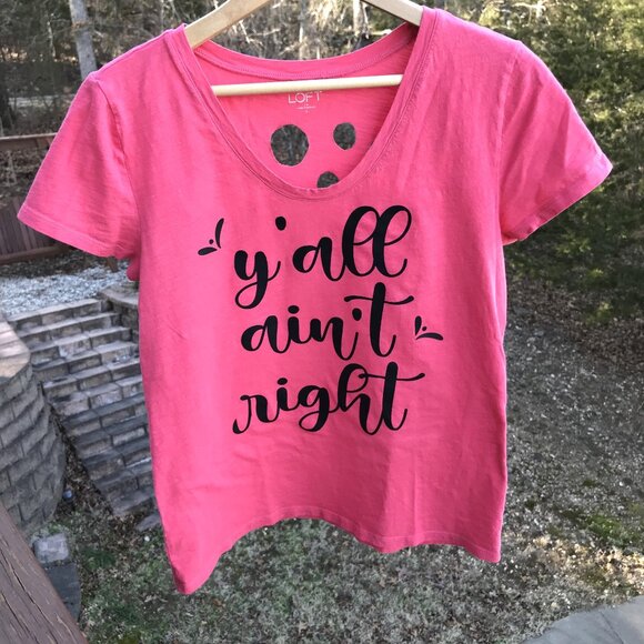 Summer Shirt Size S: Upcycled Cut Out Top, Edgy Fashion, Y'all Ain't Right Tee - Picture 1 of 8